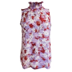 Calvin Klein Sleeveless Top Size Small Petite Lilac, Red and White in color